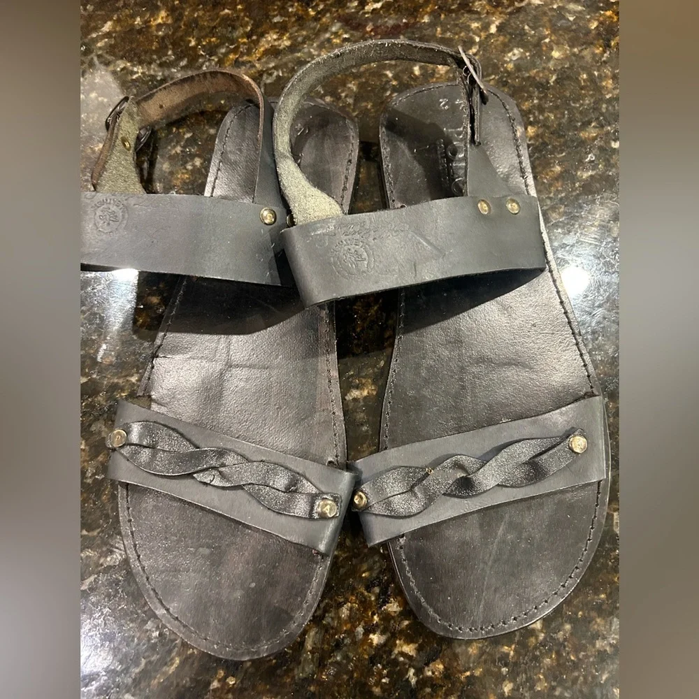 Ralph Lauren POLO Black Leather Sandals SIZE 42